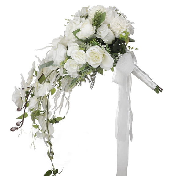 24 Inch Artificial Rose Flowers Bridal Bouquets Cascading Wedding Bouquet for Proposal Ceremony Anniversary Valentines