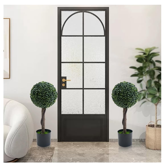 24 Inch Artificial Topiary Ball Trees Set of 2, Faux Topiary Ball Tree for Indoor and Outdoor Home Decor