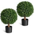 thumbnail image 1 of 24 Inch Artificial Topiary Boxwood Ball Trees, Set of 2 UV Resistant Plants,Faux Boxwood with 6"x5" Pots for Front Porch, Indoor Walkway, Entryway Decorating, 1 of 7