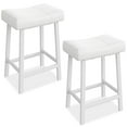 thumbnail image 1 of 24 Inch Backless Saddle Barstools Set of 2, Counter Height Upholstered Padded Barstools with Curved Surface, Metal Leg and Footrest, for Kitchen Counter, Home Bar, 1 of 8