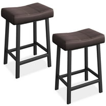 24 Inch Bar Stools Set of 2, Counter Height Upholstered Backless Saddle Barstool