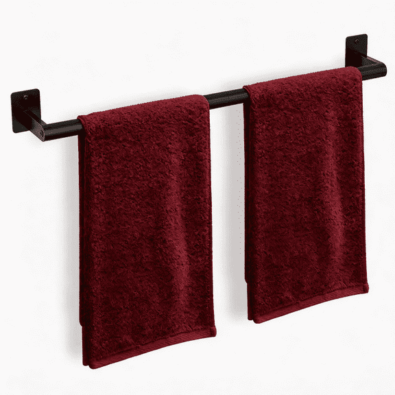 24 Inch Bathroom Towel Bar - Wall Mounted Heavy Duty Towel Rack - Matte Black Modern Home Decor Towel Rod Organizer