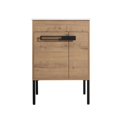 thumbnail image 1 of 24 Inch Bathroom Vanity with 2 Soft Close Door & Adjustable Shelf, Wooden Bathroom Storage Cabinet with 2 Metal Handle, 4 Metal Feet, Freestanding Bathroom Vanity without Ceramic Sink, Imitative Oak, 1 of 8