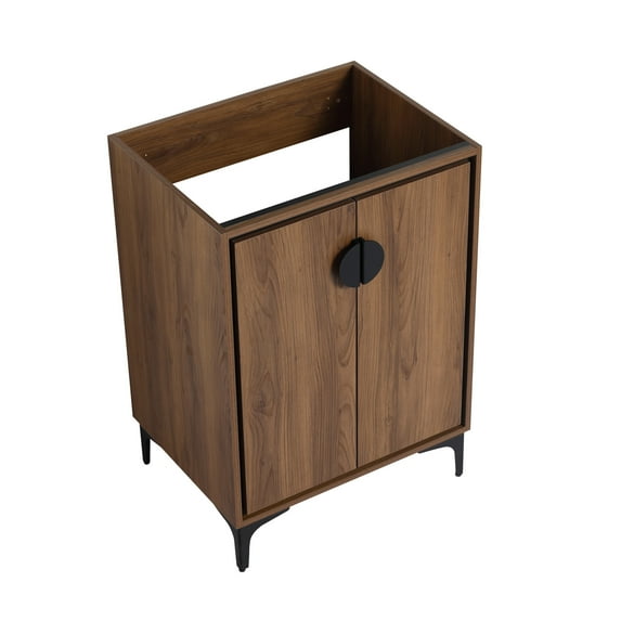 24 Inch Bathroom Vanity Base ,Modern Bathroom Cabinet With 2 Door Cabinet , Floor-To-Ceiling Bathroom Storage Cabinet ,Engineered Wood,Brown