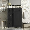thumbnail image 1 of 24-Inch Bathroom Vanity Cabinet with Ceramic Sink, 2 Drawers, 1 Door, Black, 1 of 9