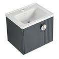 thumbnail image 1 of 24 Inch Bathroom Vanity With Ceramic Basin, Wall Mounted For Small Baths, Fashionable Design Soft-close Doors & Metal Handles Tiny Bathroom, Soft Close, 1 of 7