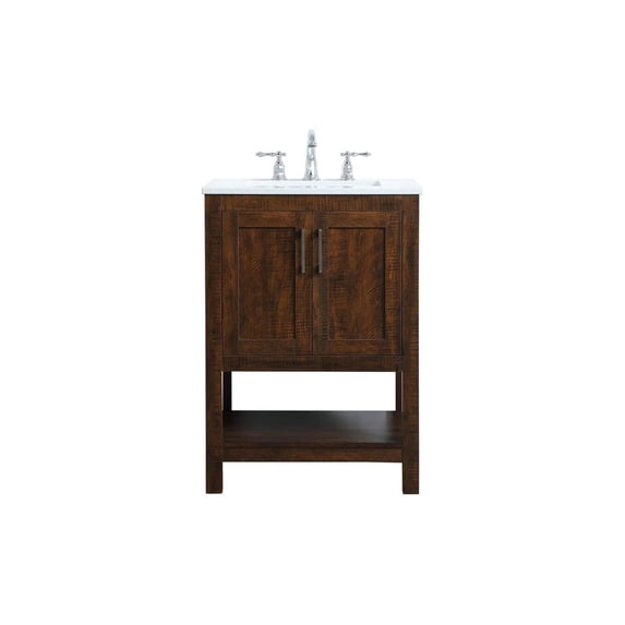 24 Inch Bathroom Vanity Espresso Single Sink Modern Vanity w/ Marble Top