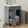thumbnail image 1 of 24-Inch Bathroom Vanity with Premium Ceramic Sink, Compact Freestanding Cabinet with Soft-Close Doors & 2 Smooth-Glide Drawers, Space-Saving Storage for Small Bathrooms, Gray, 1 of 9