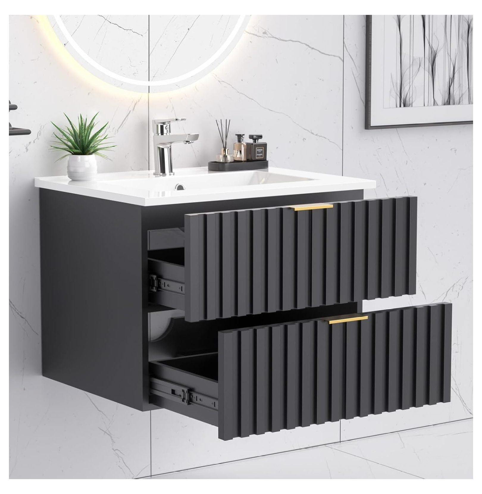24 Inch Bathroom Vanity with Sink Combo, Floating Bathroom Vanity with ...
