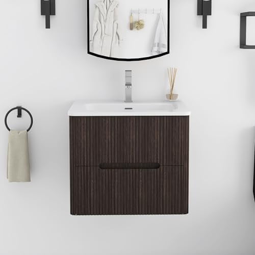 24-Inch Bathroom Vanity with Sink, Modern Wall Mounted Floating ...