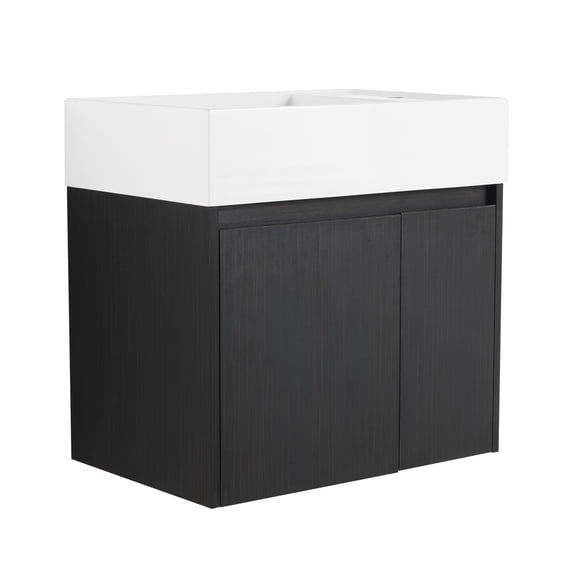 24-Inch Bathroom Vanity with Sink, Soft-Close Doors & Floating Mount Design – Space-Saving Storage for Small Bathrooms with Eco-Friendly Plywood Construction