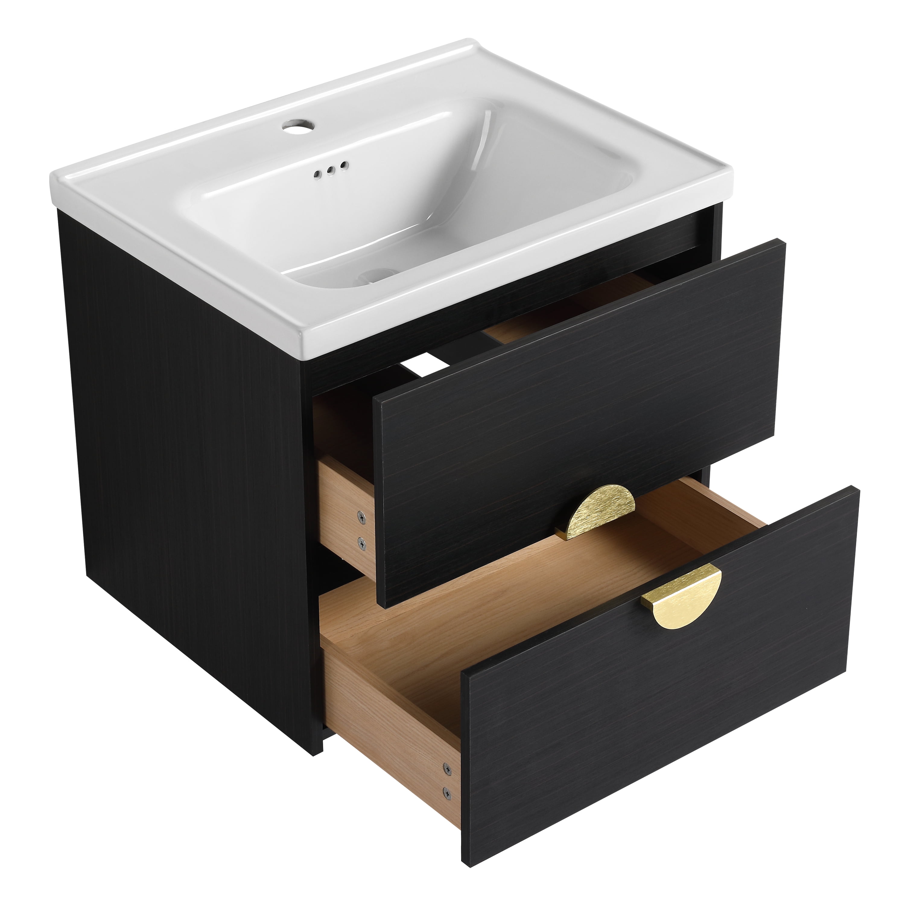 24 Inch Bathroom Vanity With Top Sink Storage Drawers Vanity Wall Mount Cabinet For Bathroom ...