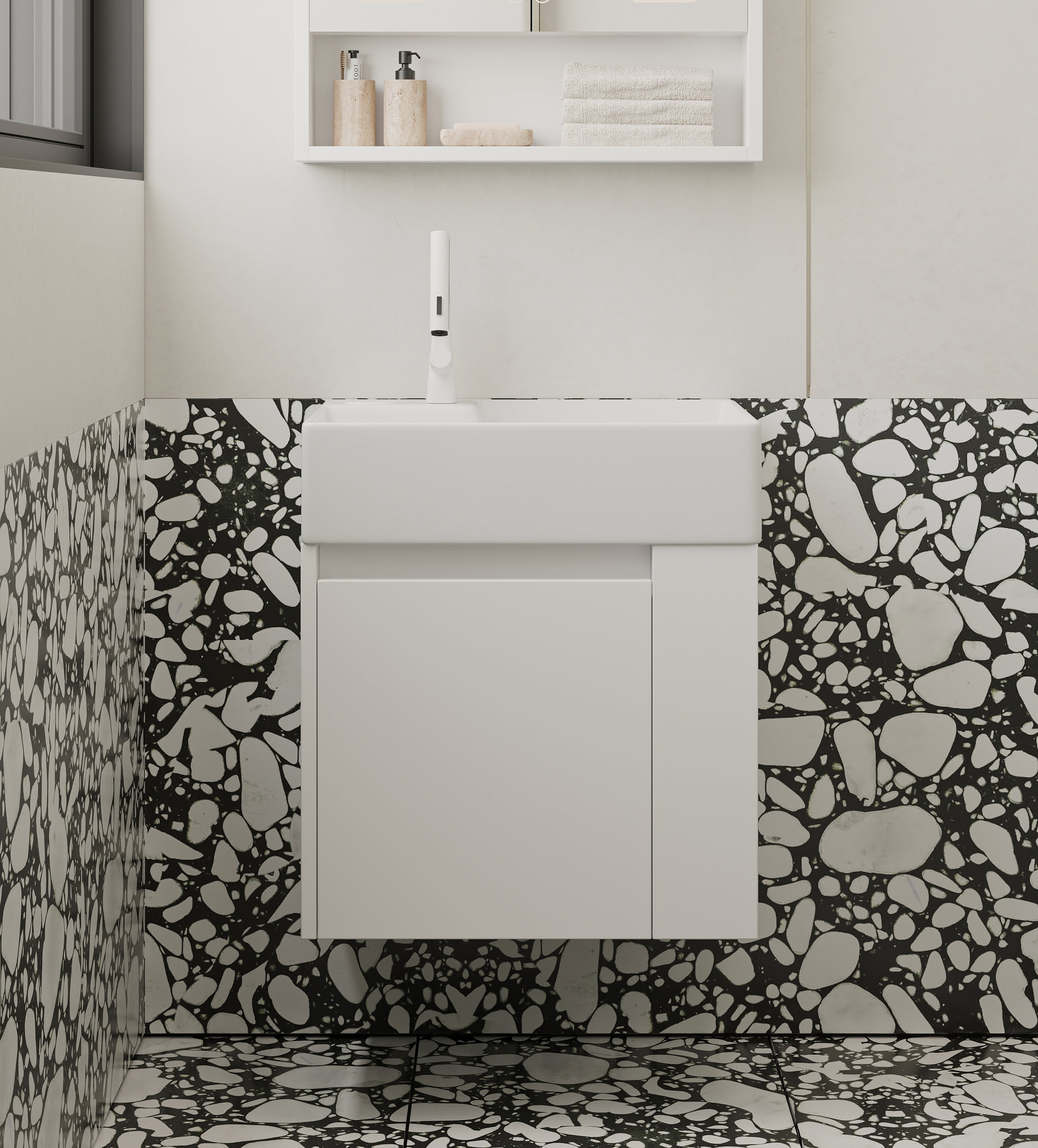 24 Inch Bathroom Vanity with Sink and Faucet, Floating Vanity with ...