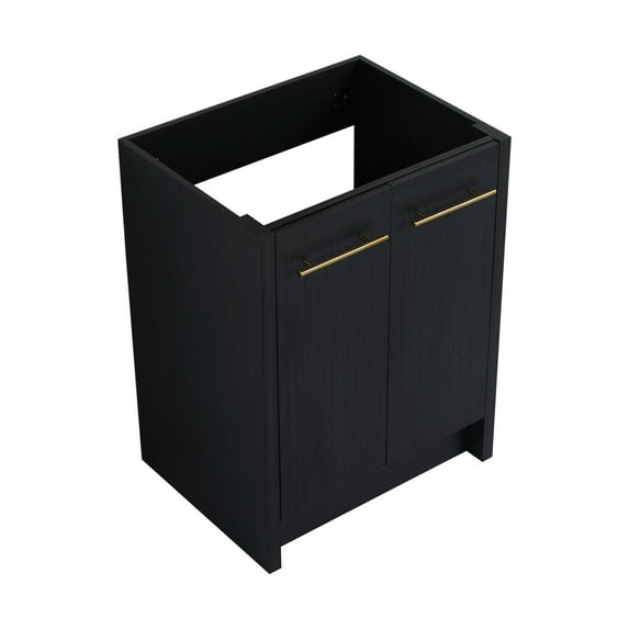 24 Inch Bathroom Vanity without Sink , Freestanding Bathroom Vanity Cabinet with Soft-close Doors, Black