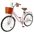 thumbnail image 1 of 24 Inch Bikes for Women with Basket, Womens Cruiser Bicycle with Adjustable Seat, City Commuter Cruiser Bike, Adult Beach Bicycle with Basket & Lock, Blue/Pink, 1 of 14