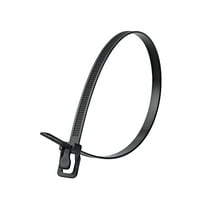 24 Inch Black Releasable/Reusable Cable Tie - 10 Pack