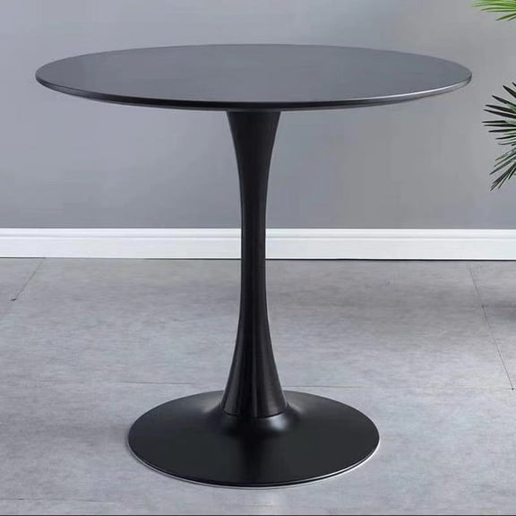 24 Inch,Black Round Table, Modern Dining Table, MDF Top and Steel Base Tulip Round Kitchen Table