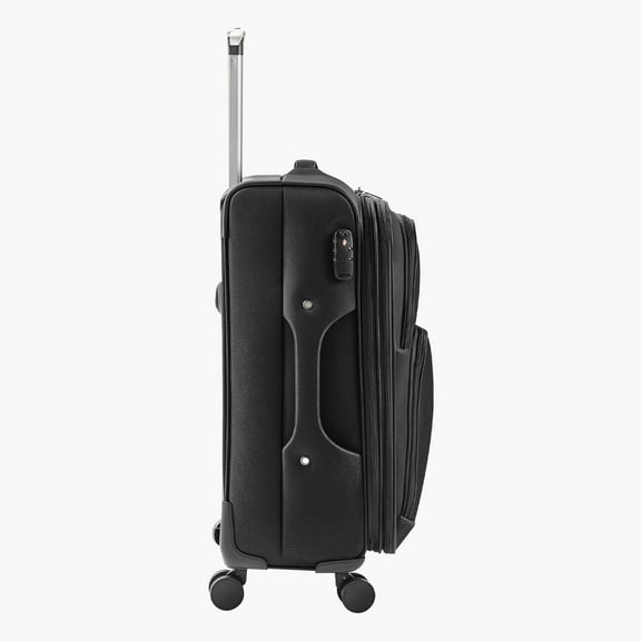 24 Inch Black Softside Expandable Spinner Luggage, Checked Baggage Suitcase