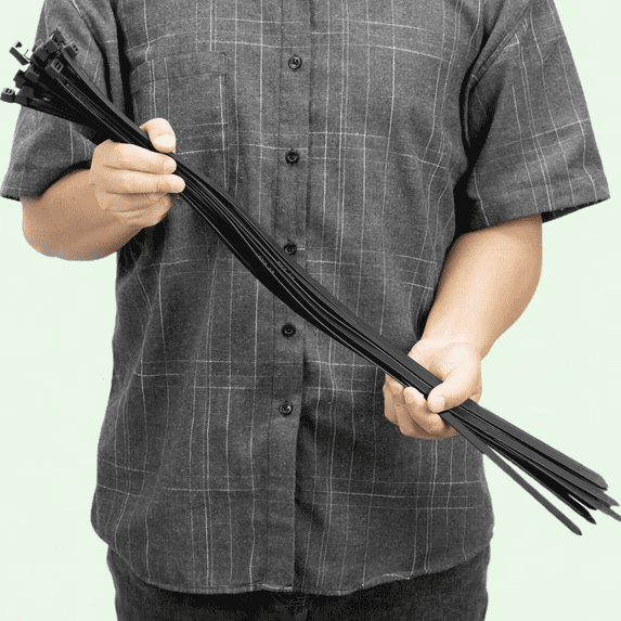24 Inch Black Zip Ties 50 PCS, 250 LBS Ultra Strong Plastic Wire Ties, UV Resistant Heavy Duty Cable Ties