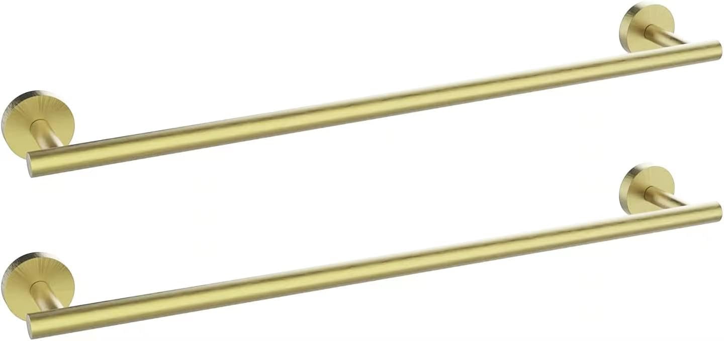 24 Inch Brushed Gold Bath Towel Bar, 2Pcs Classic SUS304 Stainless ...