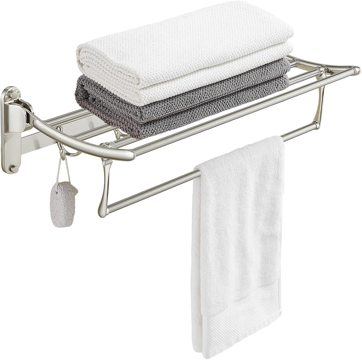 24 Inch Towel Racks, Bathroom Towel Shelf with Foldable Towel Bar ...