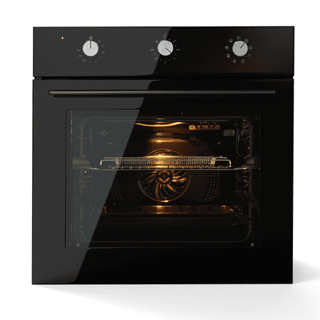 24 Inch Built-In Electric Convection Oven, 70L Stainless Steel Single Wall Oven with Air Fry, 8 Cooking Modes, 3000W & Mechanical Knobs, Black