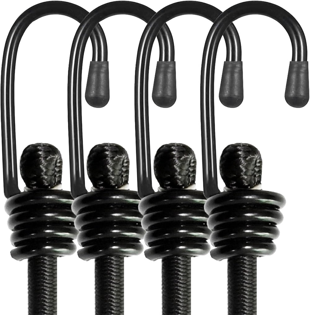 24 Inch Bungee Cord with Hooks, NOGIS 4 Pack Superior Rubber Heavy Duty Straps Strong Elastic Rope for Outdoor Tent, Luggage Rack, Camping, Cargo, RV, Bike, Transporting, Storage