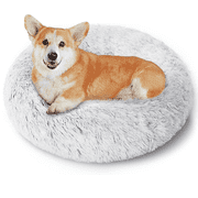 CshidWorld 24 Inch Calming Donut Dog Bed for Small Dogs, Anti-Anxiety Cozy Soft Round Pet Bed, Fluffy Washable Dog Bed for Small Medium Dogs and Cats