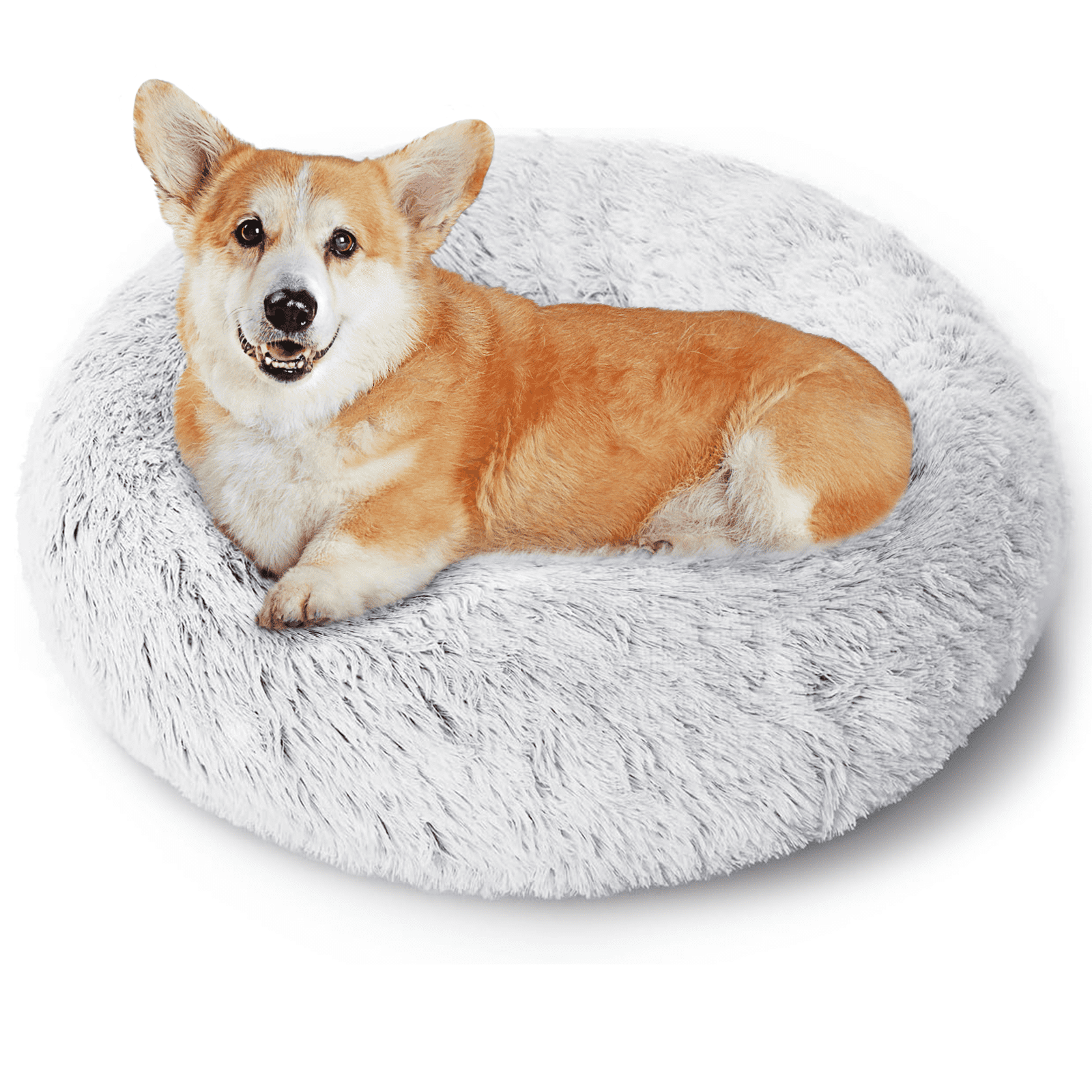 24 Inch Calming Donut Dog Bed for Small Dogs, Anti-Anxiety Cozy Soft Round Pet Bed, Fluffy Washable Dog Bed for Small Medium Dogs and Cats