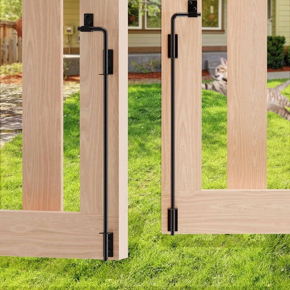 24 Inch Cane Bolt Gate Drop Rod, Square Heavy Duty Gate Latch, Cane Bolts for Wood Vinyl Metal Fences Gates-(Black Finish,2 Pack)