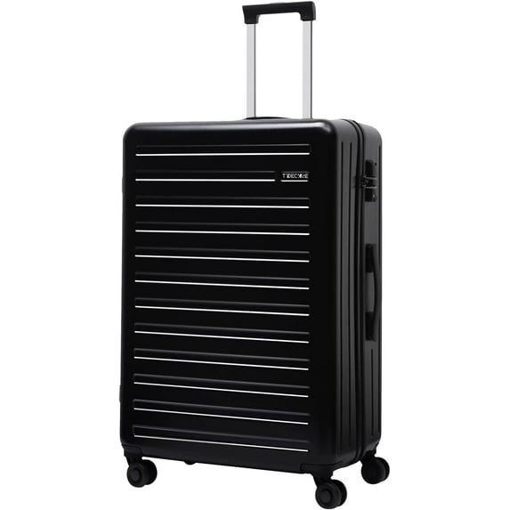 24 Inch Checked Luggage, ABS+PC Lightweight Hardshell Suitcase with TSA Lock & Spinner Silent Wheels, Medium Size with 65L Capacity, Convenient for Trips, Black
