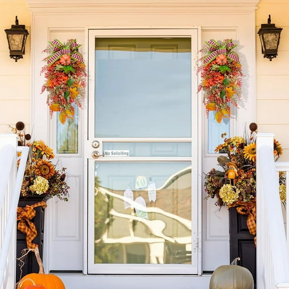 24-Inch Christmas Wreath with Electroplated Balls & Pinecones - Rustic Rattan Farmhouse Decor for Door/Fireplace, All-Weather Indoor/Outdoor Hanging (Green/Copper) or