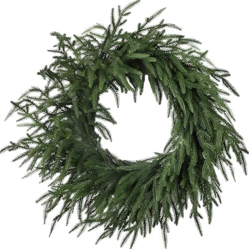 24" Green Real Touch Artificial Norfolk Pine Christmas Wreath