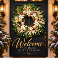 thumbnail image 1 of 24 Inch Christmas Wreath for Front Door, Artificial Holiday Wreath with White Flowers, Gold Ornaments, Pinecones and Berries, 1 of 8