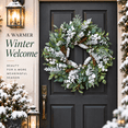 thumbnail image 1 of 24 Inch Christmas Wreath for Front Door, Artificial Winter Wreath with Frosted Pine, Eucalyptus, White Berries and Pinecones, 1 of 8