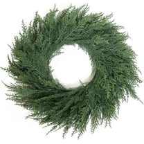 24 Inch Christmas Wreaths for Front Door Real Touch Cedar Wreath Artificial Green Wreath for Indoor Outdoor Home Window Decoration