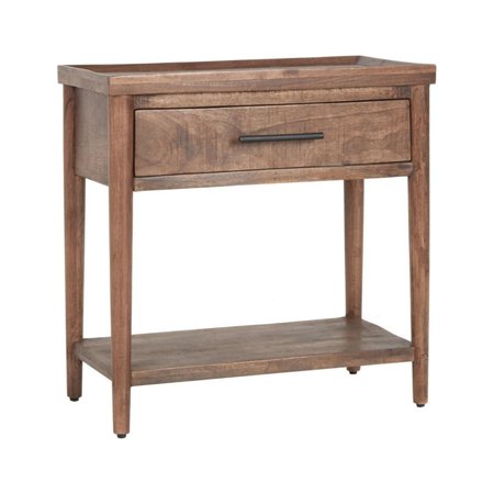 24 Inch Classic Mango Wood End Table, 1 Drawer, 1 Shelf, Natural Brown- Saltoro Sherpi