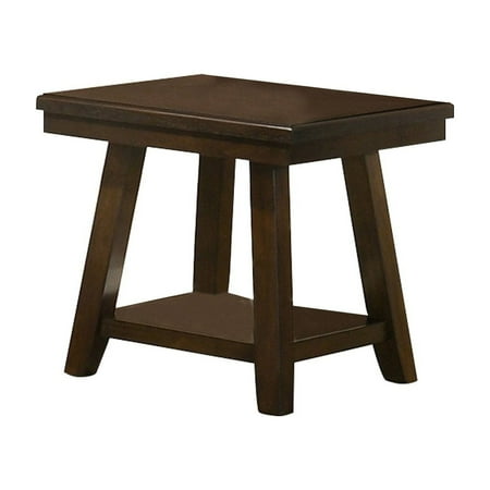 24 Inch Classic Square End Table, Flared Legs, Single Shelf, Brown Wood