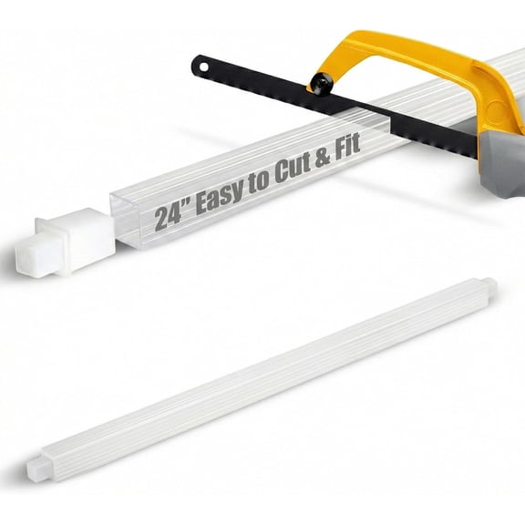 24 Inch Clear Replacement Towel Bar for Ceramic Holder - Cut to Fit Any Size, Spring Loaded Adjustable Plastic Rod Porcelain Holders, No Demolition Installation
