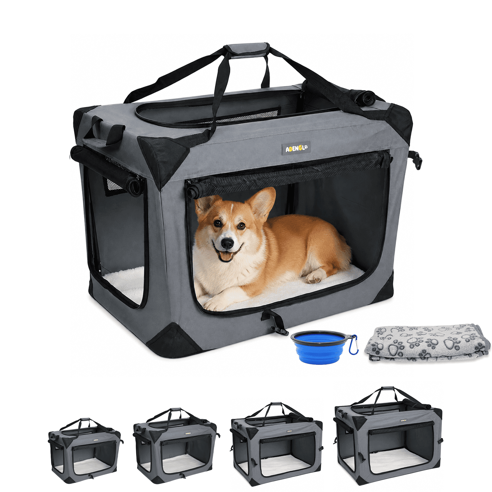 ‌24 Inch Collapsible Travel Dog Crate, Portable Soft Kennel with with ...