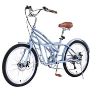 24-Inch Commuter Bike for Adults, 6-Speed & Disc Brakes, Steel Frame - Blue