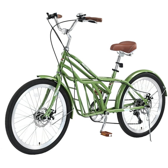 24-Inch Commuter Bike for Adults, 6-Speed & Disc Brakes, Steel Frame - Green