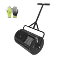 thumbnail image 1 of TRAMULL 24 Inch Compost Spreader, Lawn and Garden Peat Moss Roller with Side Latches, 24-31.1" Height Adjustable Handle, Galvanized Metal Mesh Basket for Spreading Topsoil, Manure, Mulch, Black, 1 of 7