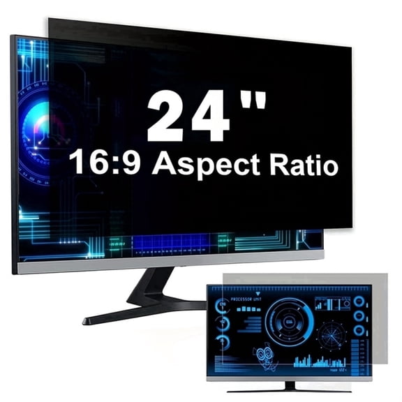 Jous 24 inch Computer Privacy Screen for 16:9 Aspect Ratio Widescreen Monitor, Eye Protection Anti Glare Blue Light Filter, Removable Anti-Scratch Protector Film