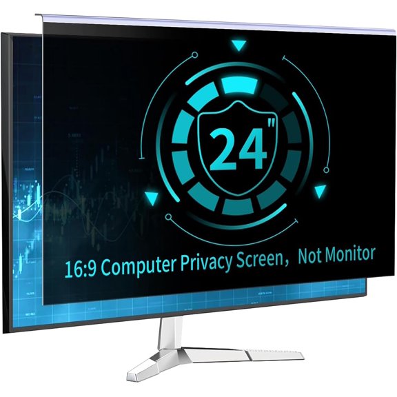 24 Inch Computer Privacy Screen for 16:9 Monitor, Anti-Blue Light Monitor Privacy Screen Filter, Anti-UV Computer Hanging Shield, Universal 23.6'', 23.8'', 24''