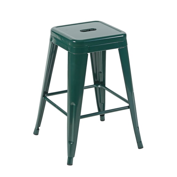 24 Inch Counter Height Stool, Backless Metal Bar Stools Set of 4, Non-Stackable, Detachable & Easy Assembly, Space-Saving Design for Kitchen Island/Bar/Caf/Dining Room (Emerald Green)
