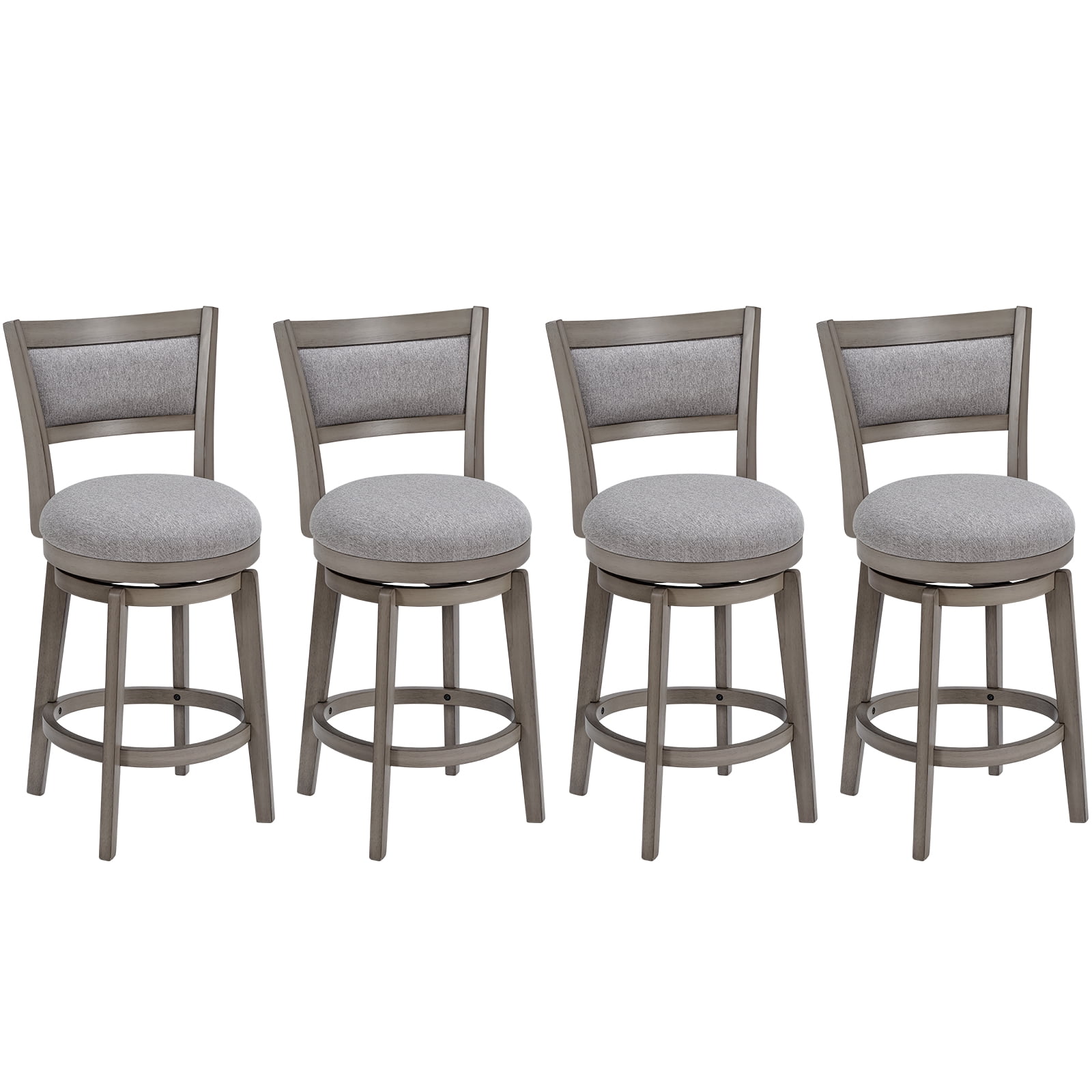 24 Inch Counter Height Swivel Bar Stools Set of 2 Barstools with High Back Pub Seat Stools Set for Kitchen Island, 4 Pack
