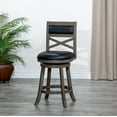 thumbnail image 1 of 24 Inch Counter Height Swivel Stool with X-Back, Modern Upholstered Bar Stool with Wooden Flared Legs, Bar Side Chair for Dining Room, Kitchen, Club, Black Leather Seat, 1 of 8