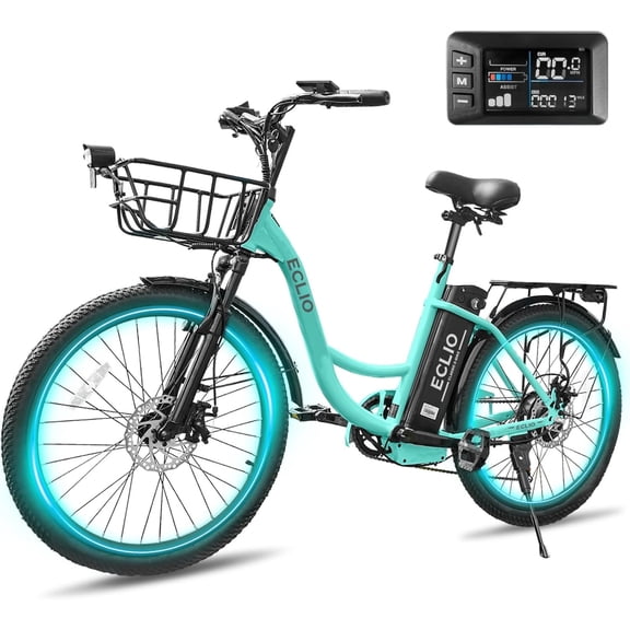 24 Inch Cruiser Electric Bike, E-Bike for Adults with 48V 13AH Removable Battery, Step Through Ebike for Women Men,City Electric Bicycle,for City Commute