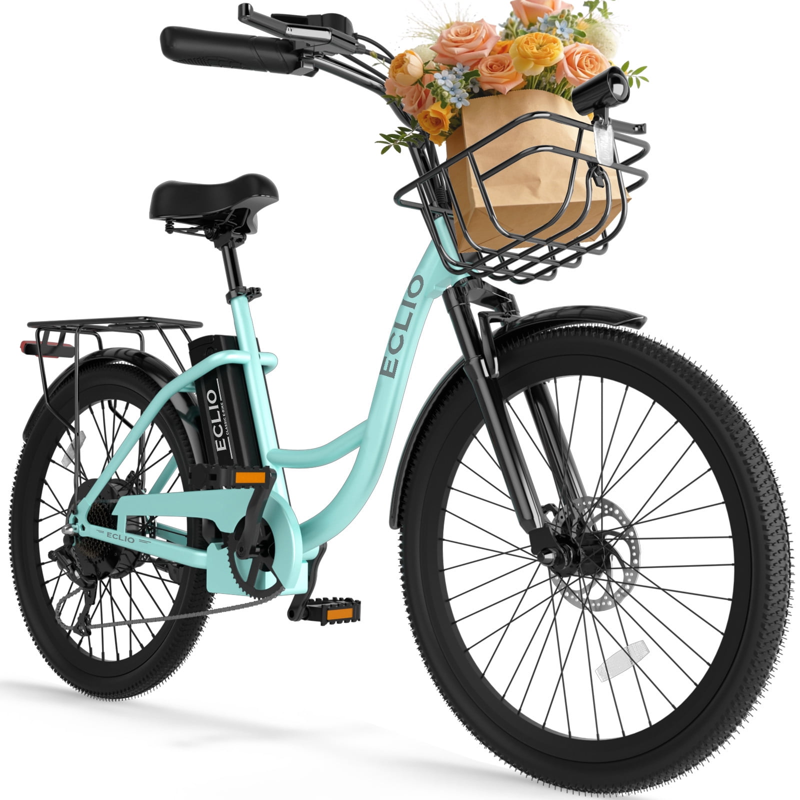 24 Inch Cruiser Electric Bike, E-Bike for Adults with 48V 13AH Removable Battery, Step Through Ebike for Women Men,City Electric Bicycle,for City Commute